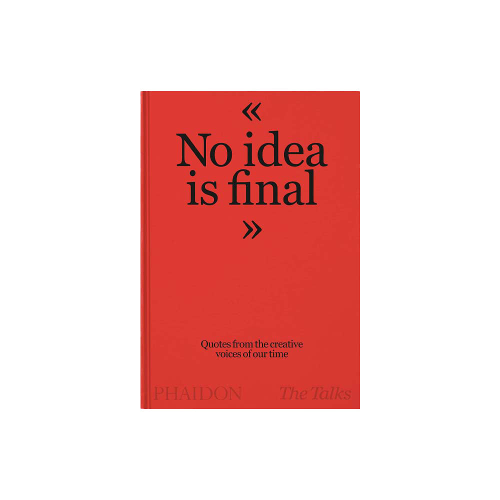 Cover of red book titled 'The talks No idea is final' on a white background