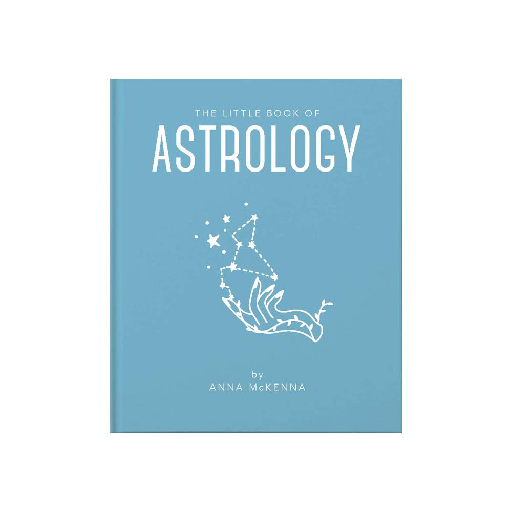 Book titled 'The little book of astrology' by Anna McKenna with a blue cover on a white background