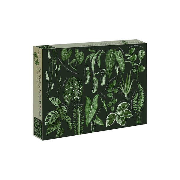 Front of puzzle box titled leaf supply with black background and leaf illustrations