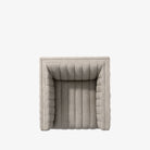 View from above of Four hands brand Augustine swivel chair in orly natural high performance grey fabric on a white background