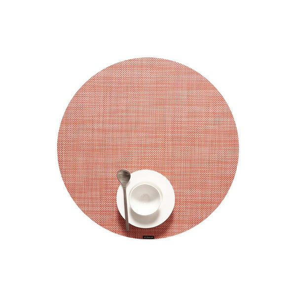 Chilewich mini basketweave round placement in clay on a white background