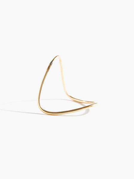 Able brand Double V one size fits all ring in 14 carat gold fill on a white background