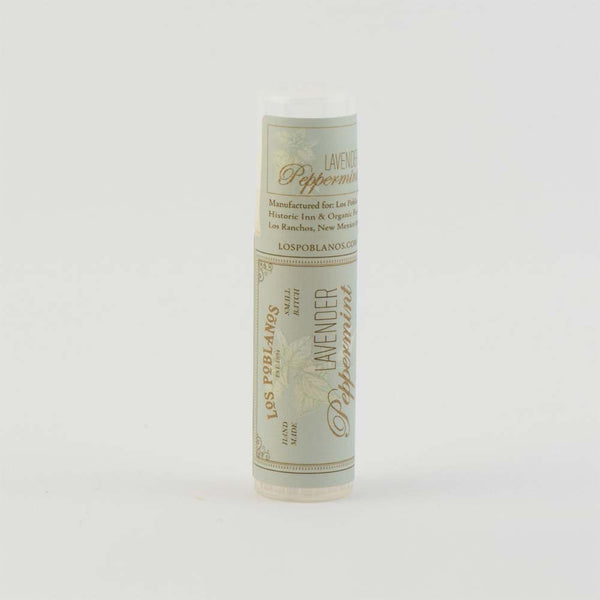 Los Poblanos Lavender Peppermint Lip Balm on a white background