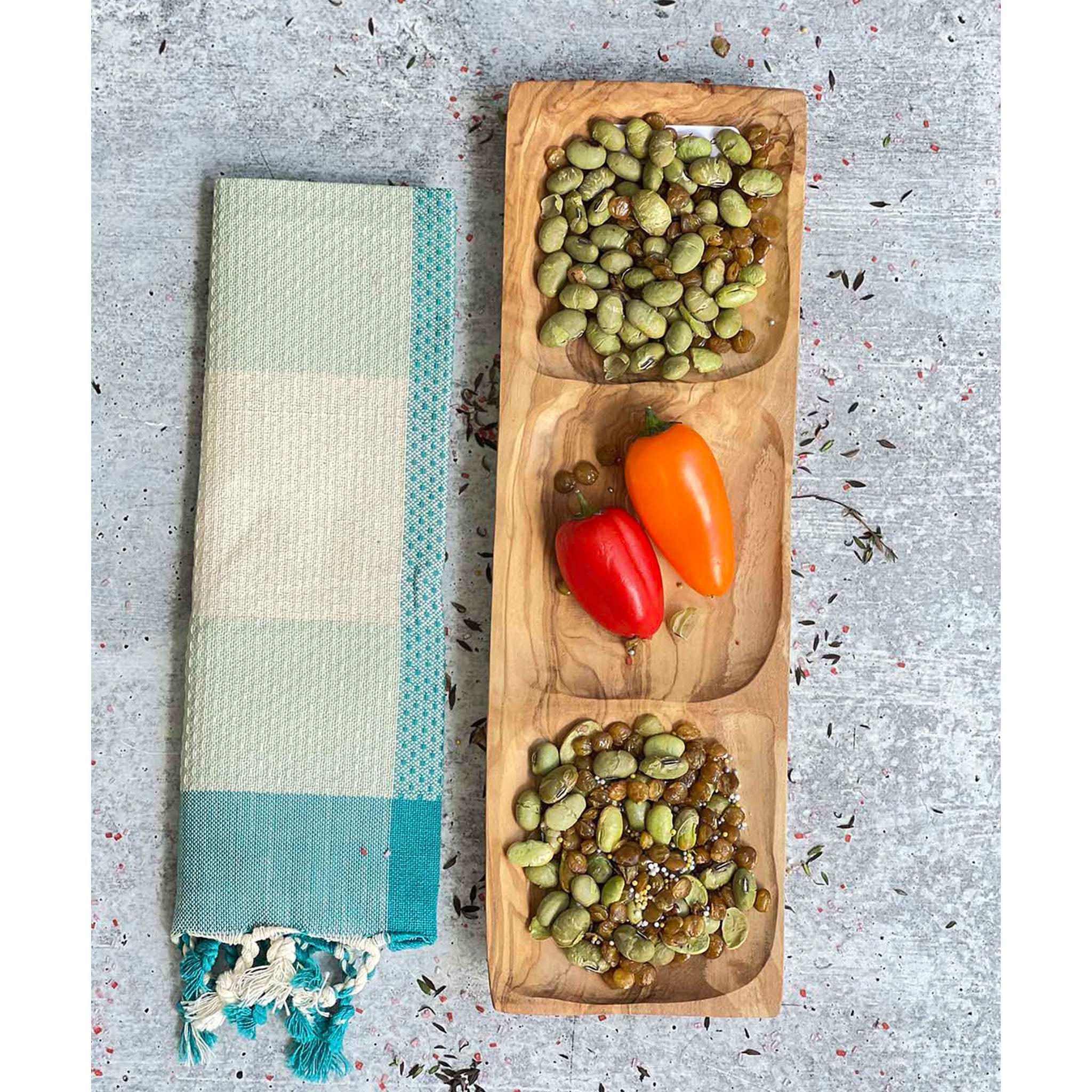 Olive Wood Three Section Tray - Addison West