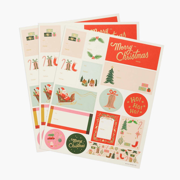 Rifle Paper Gift Stickers + Labels in red and pinks and greens