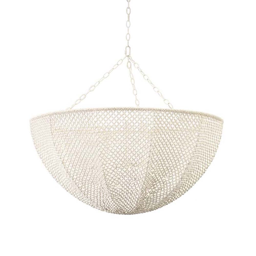 Palecek Quinn Chandelier with Ivory wood and coco beads on a white background