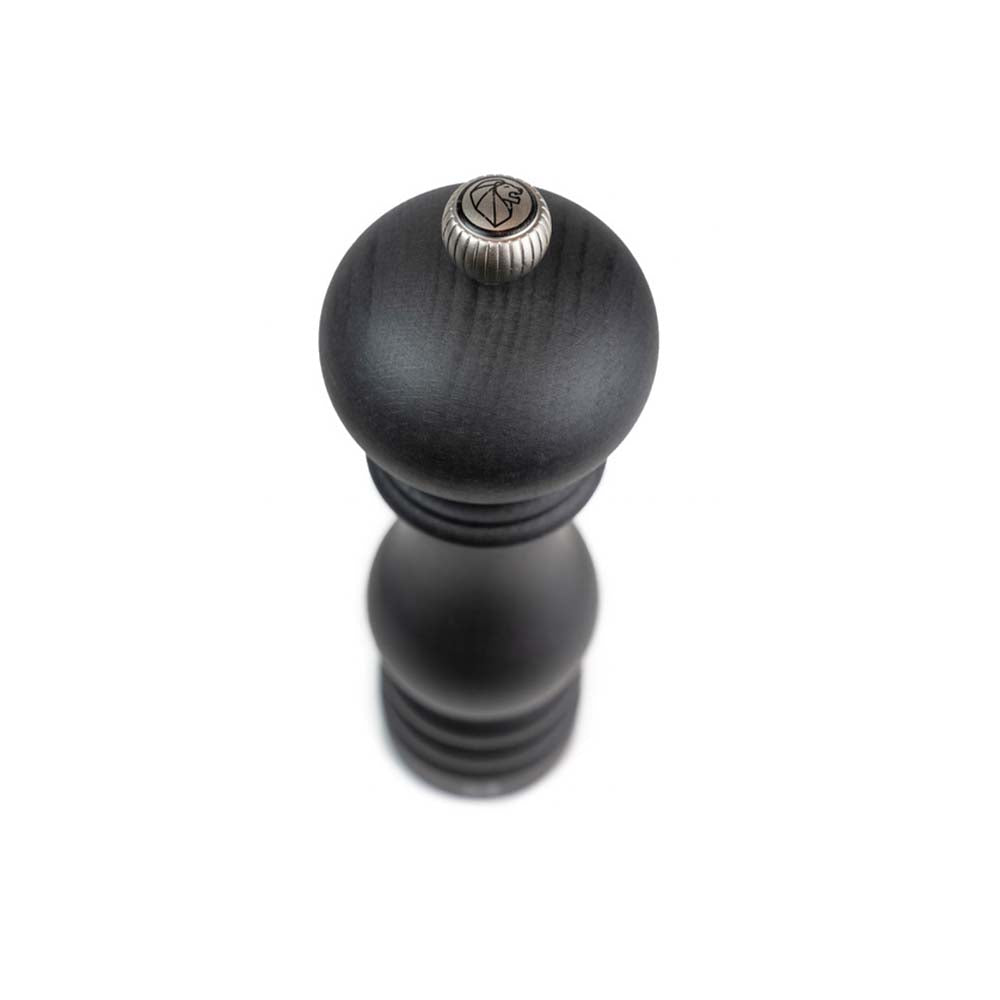 Close up go top of Peugeot Paris brand U-select graphite 30cm pepper mill on white background