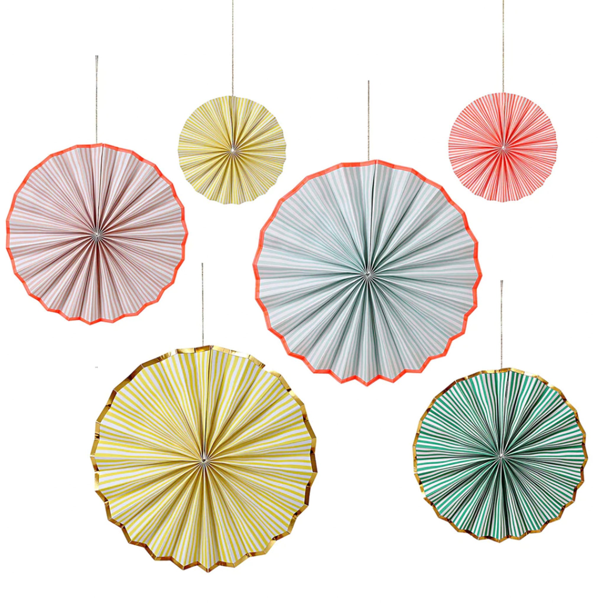 Meri Meri Pastel & Neon Stripe Pinwheel Decorations - Addison West