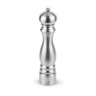 Peugeot brand 12" Stainless steel finish pepper mill on a white background