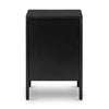Black three drawer 'Soto' nightstand by four hands furniture on a white background