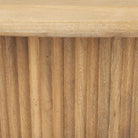 Close up of reeded wood on coffee table