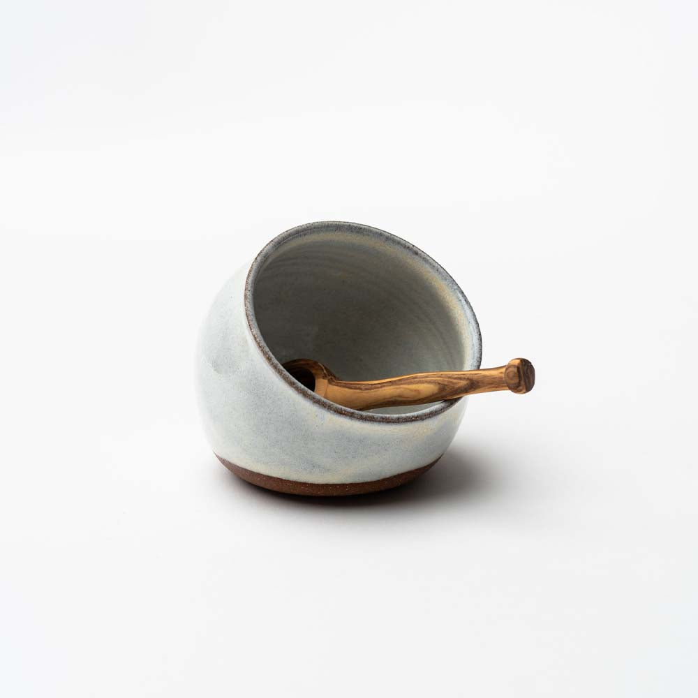 Vermont handmade ceramic salt cellars on a white background