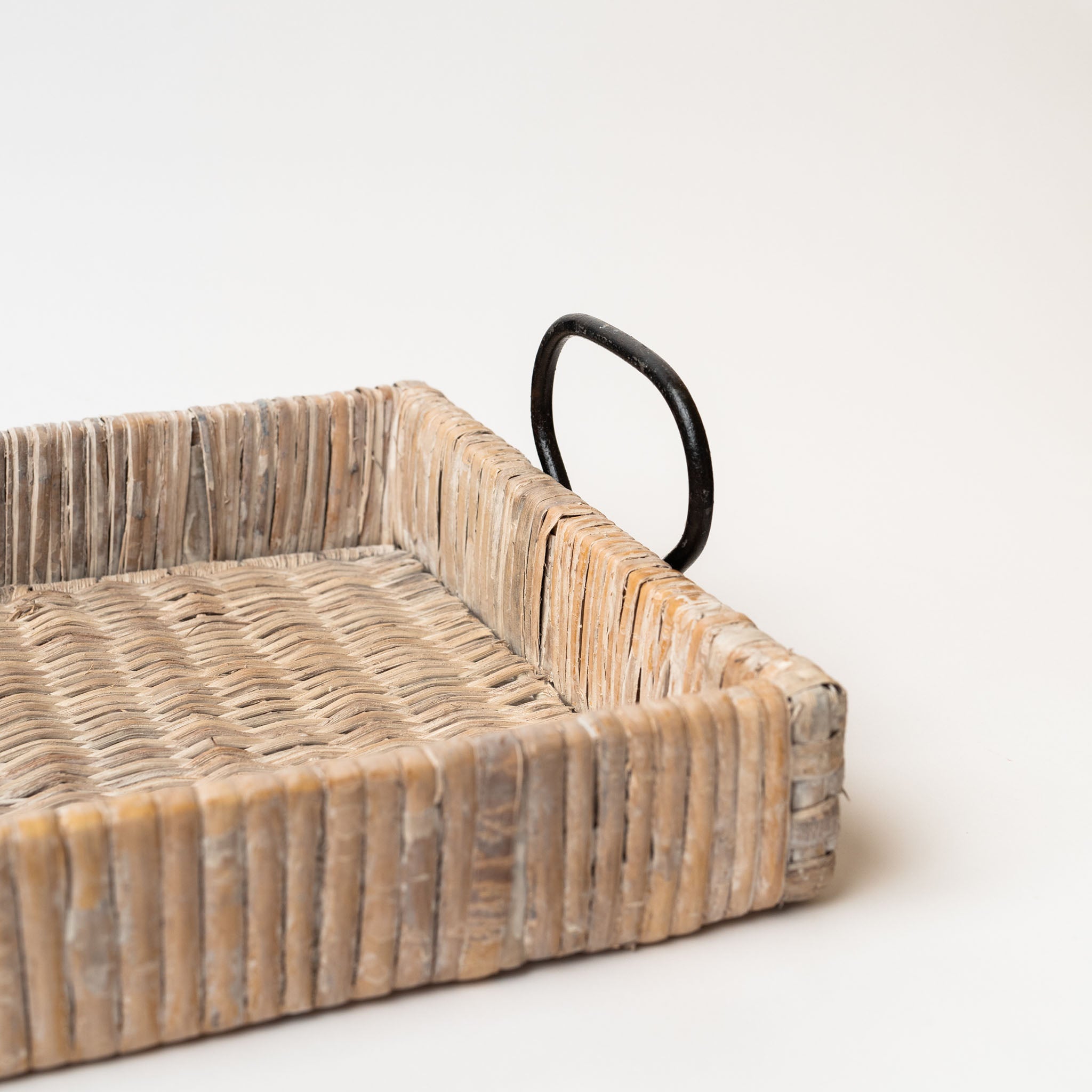 Whitewashed Rattan Tray - Addison West