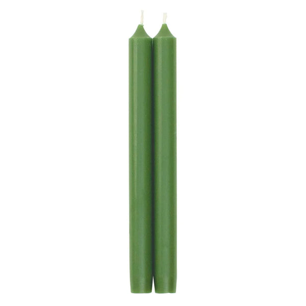 Caspari 10" Crown Candle Pair in Spring Green on a white background