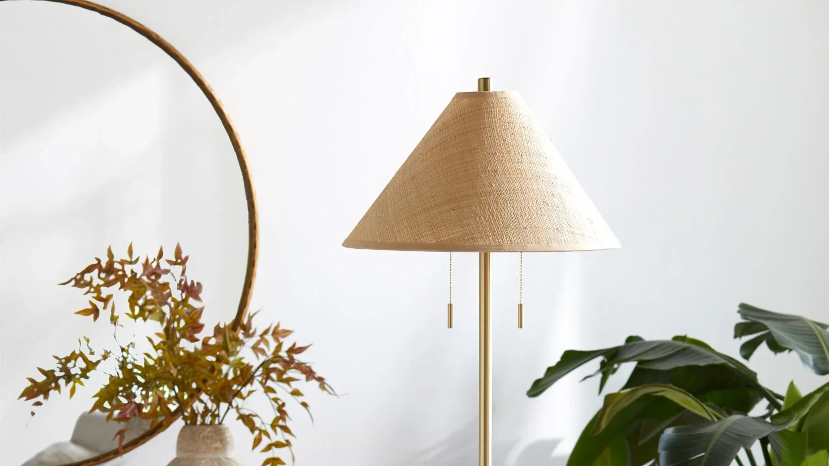 Table lamp against a white wall at Addison West