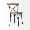Emilie Bistro Style Dining Chair with wood seat and iron legs and back brace on a white background