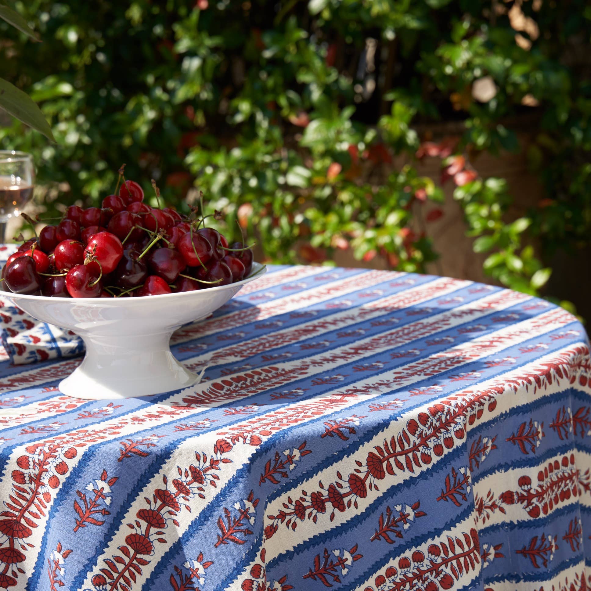 Provence Avignon Tablecloth on a table at Addison West