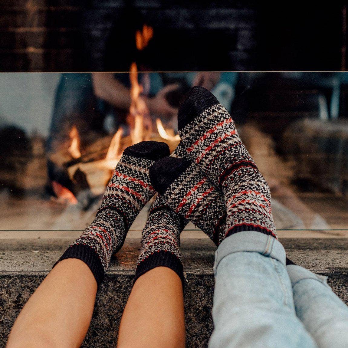 Nordic Socks Merino Wool in PERFORM™ in Sigrid Denim on a model at Addison West