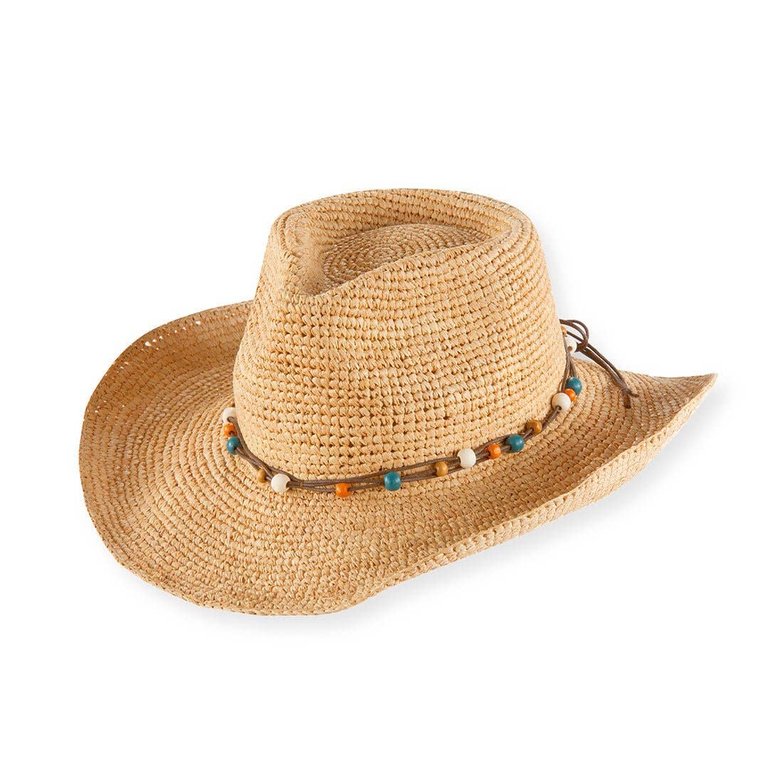 Goldie Sun Hat in Natural on white background at the Addison West.