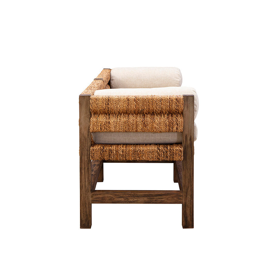 Side of Winslow Woven Settee on a white background at Addison West