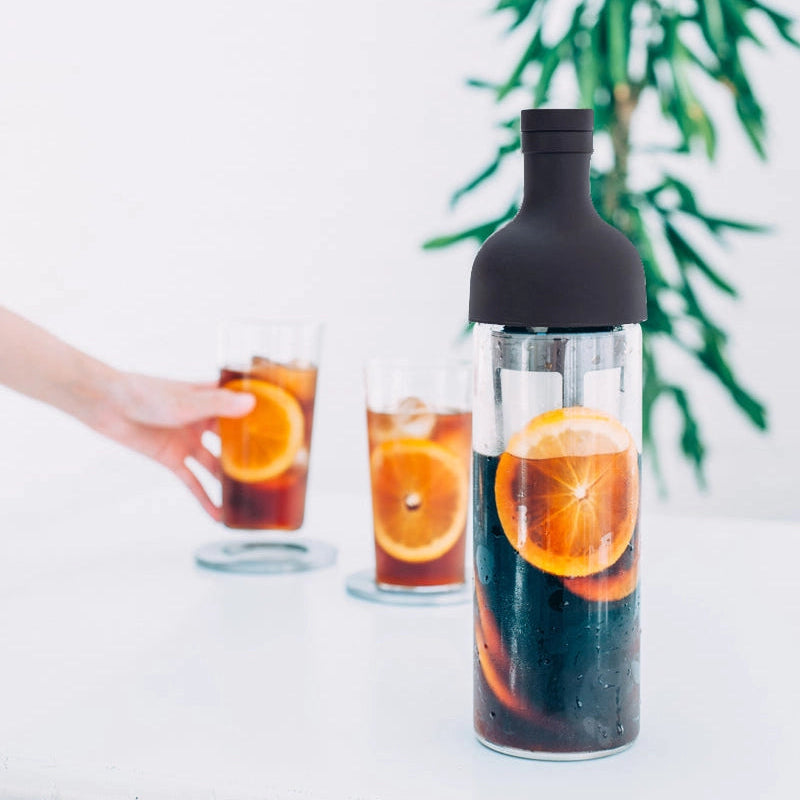 Hario Cold Brew Coffee Wine Bottle 650mL on a table at Addison West