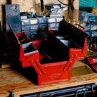Toyo Steel Cantilever Toolbox ST-350 in Red on a table at Addison West