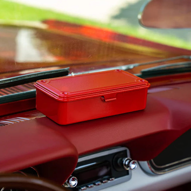 Toyo Steel Stackable Storage Box T-190 in Red in a car at Addison West