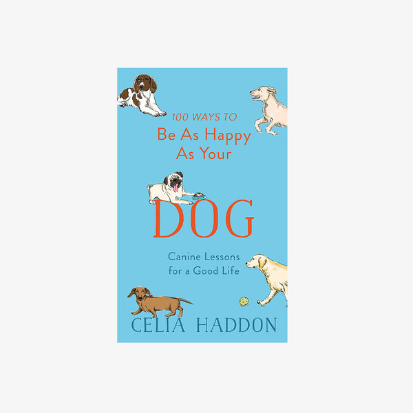 Blue front cover of book titled: 100 Ways to Be As Happy As Your Dog on a white background