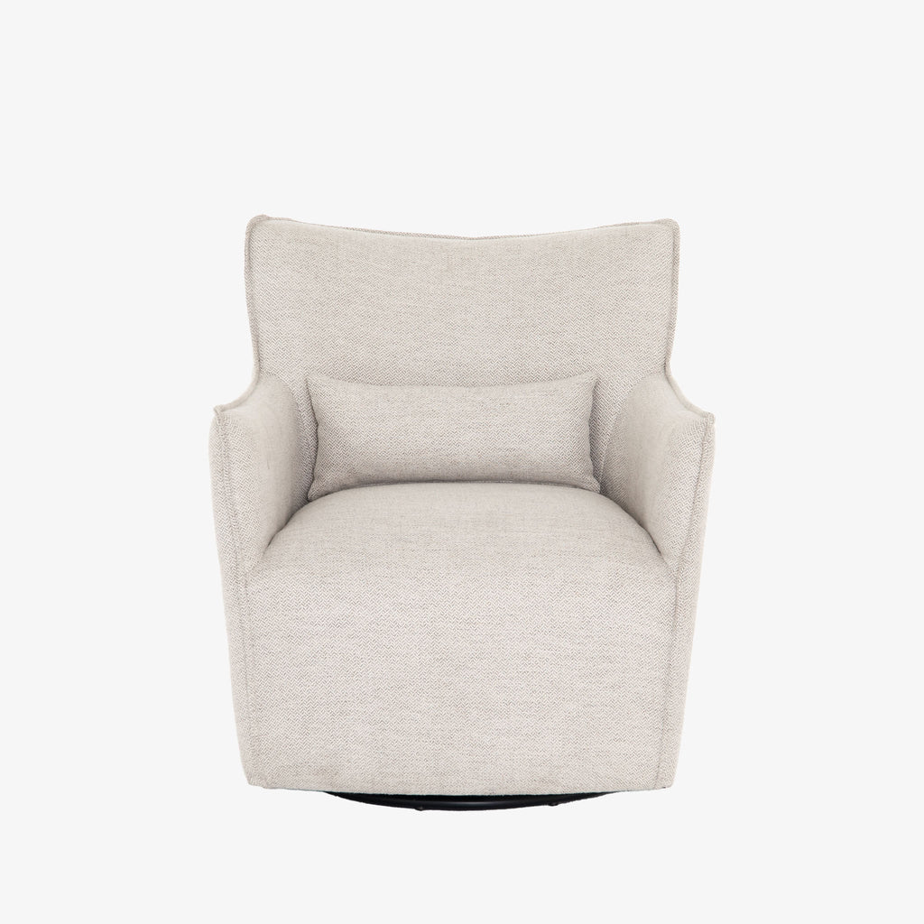 Four hands kimble swivel chair in light grey noble platinum color on a white background