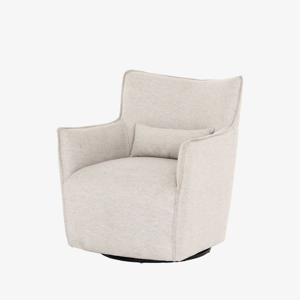 Light grey small swivel armchair by four hands furniture on a white background
