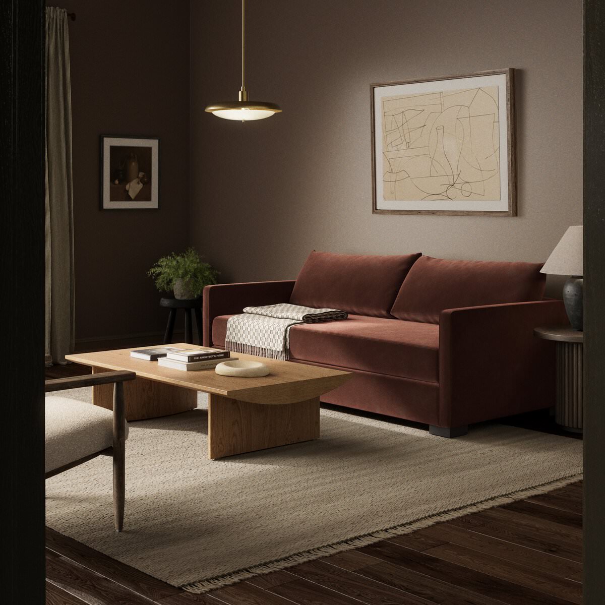 Four Hands Queen Wickham Sleeper Sofa in Surrey Auburn in a living room at Addison West