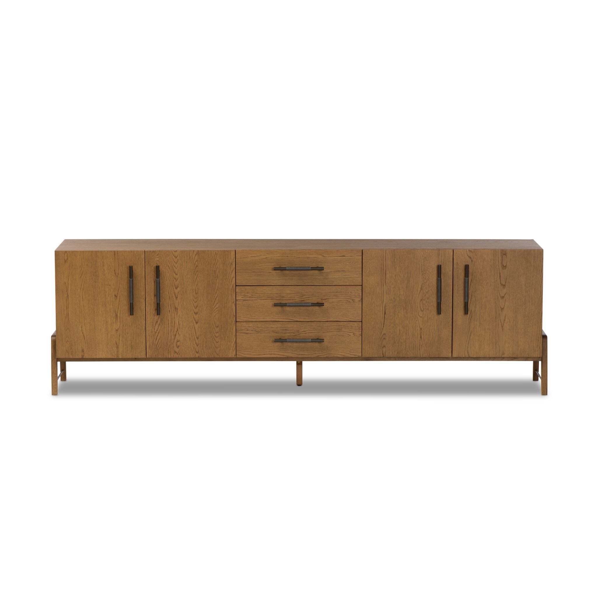 Four Hands Rosedale Media Console in Chaps Ebony on a white background at Addison West
