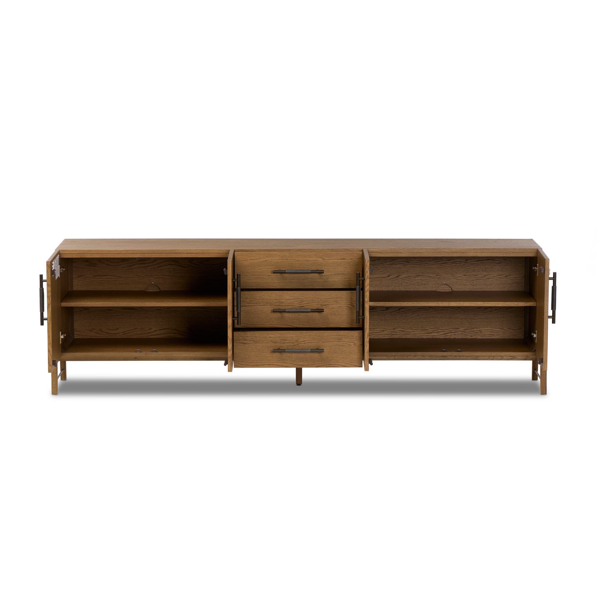 Four Hands Rosedale Media Console in Chaps Ebony on a white background at Addison West