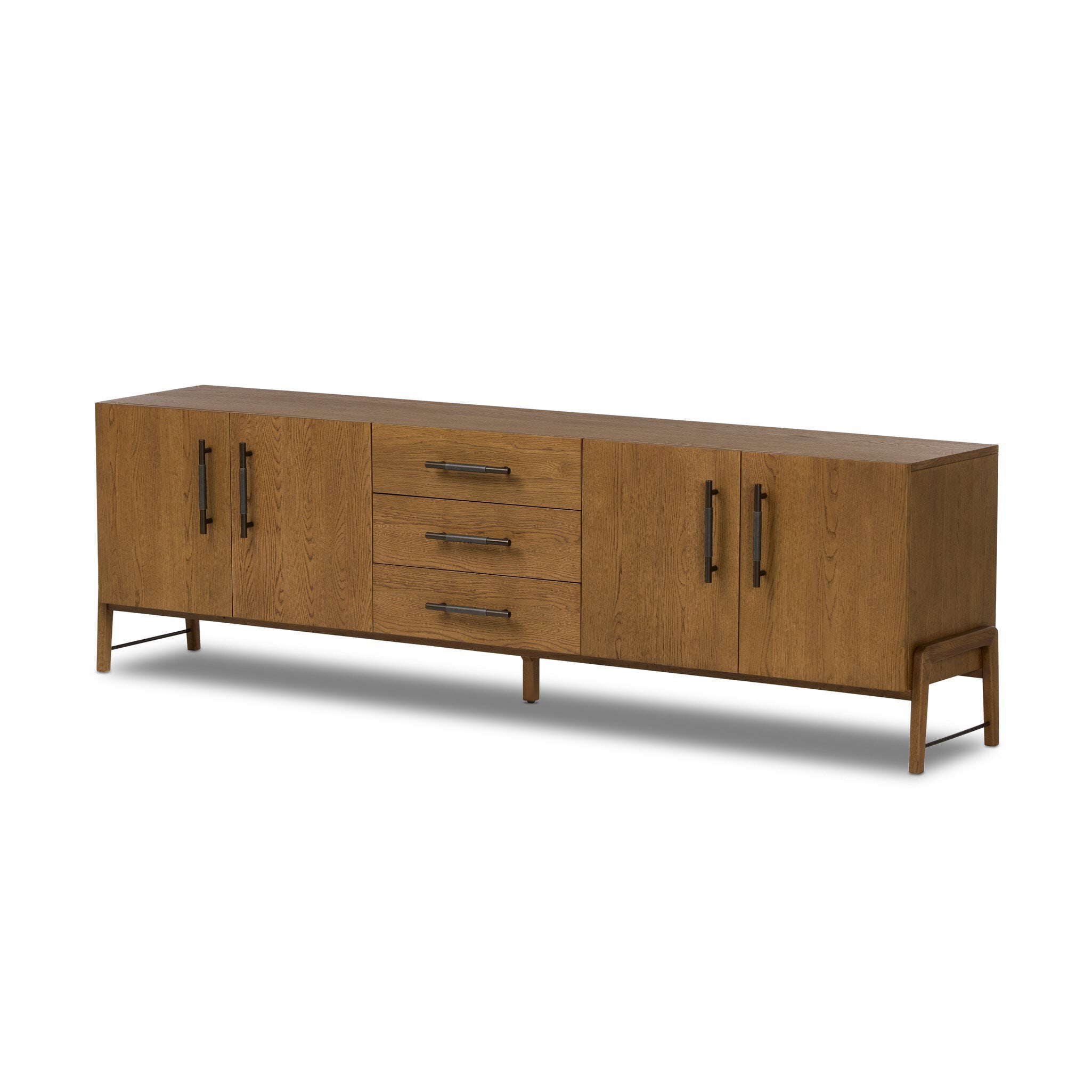 Four Hands Rosedale Media Console in Chaps Ebony on a white background at Addison West