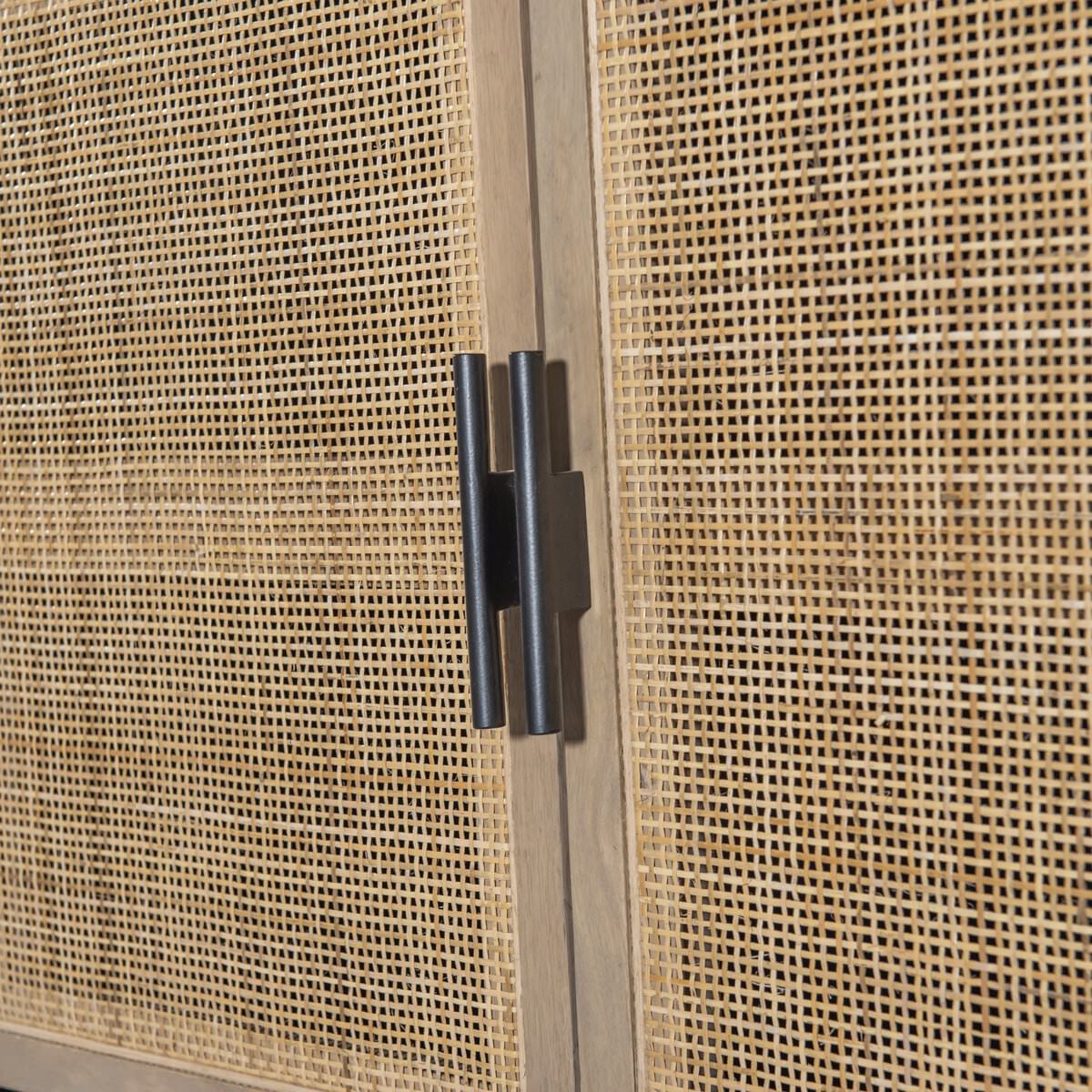 Close up of Four Hands Caprice 72" Sideboard in Black Wash Mango on a white background at Addison West