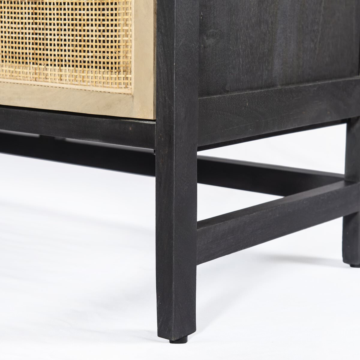 Close up of Four Hands Caprice 72" Sideboard in Black Wash Mango on a white background at Addison West