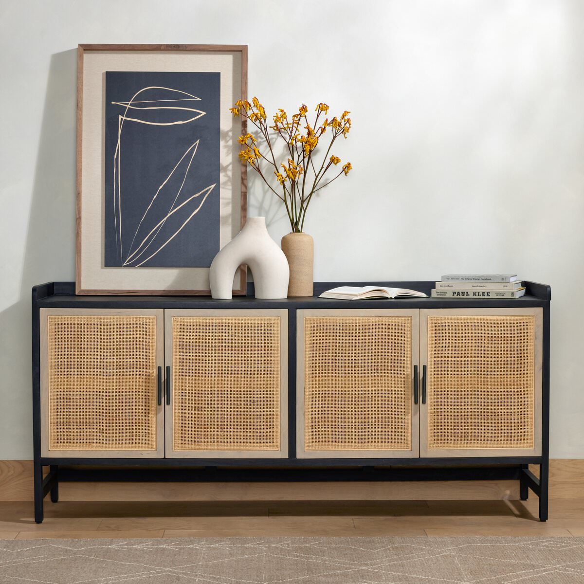 Four Hands Caprice 72" Sideboard in Black Wash Mango on a white wall at Addison West
