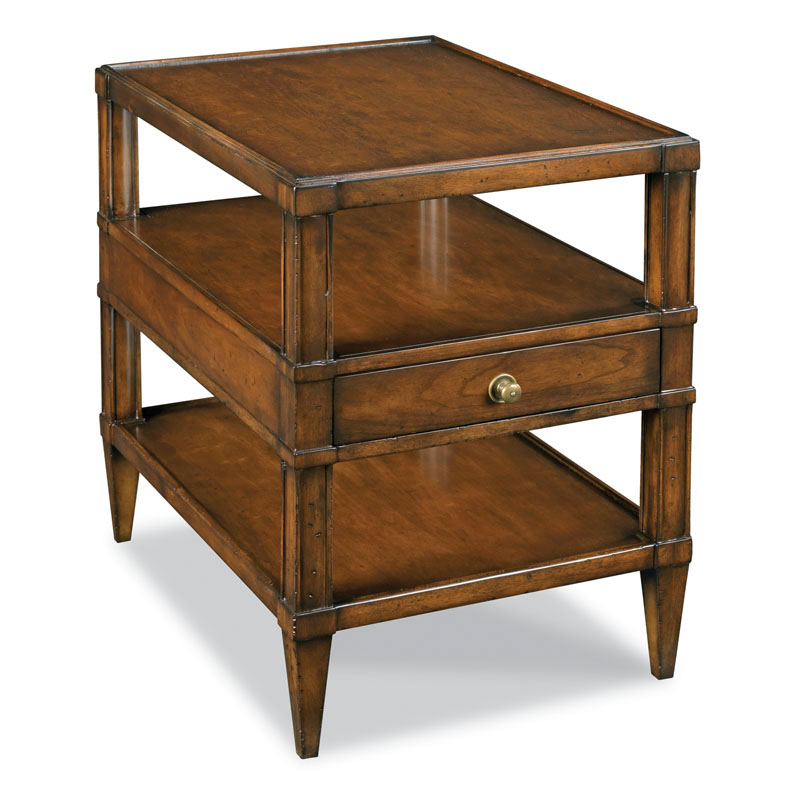 Elin Tiered Table in Bordeaux Finish on a white background at Addison West