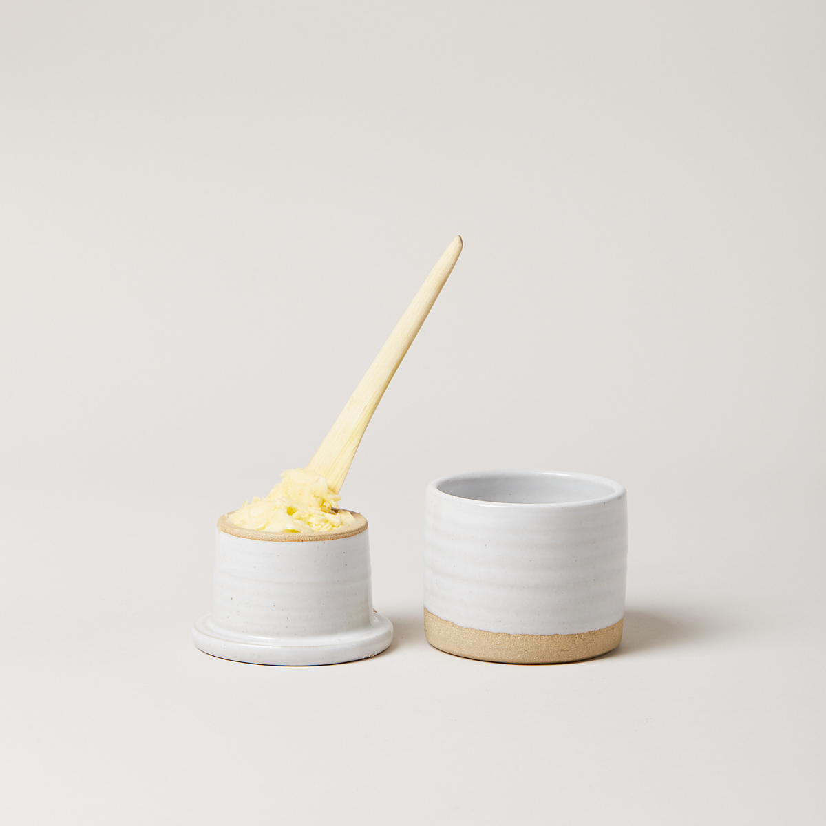 Farmhouse Pottery Silo Butter Keeper on a white background at Addison West