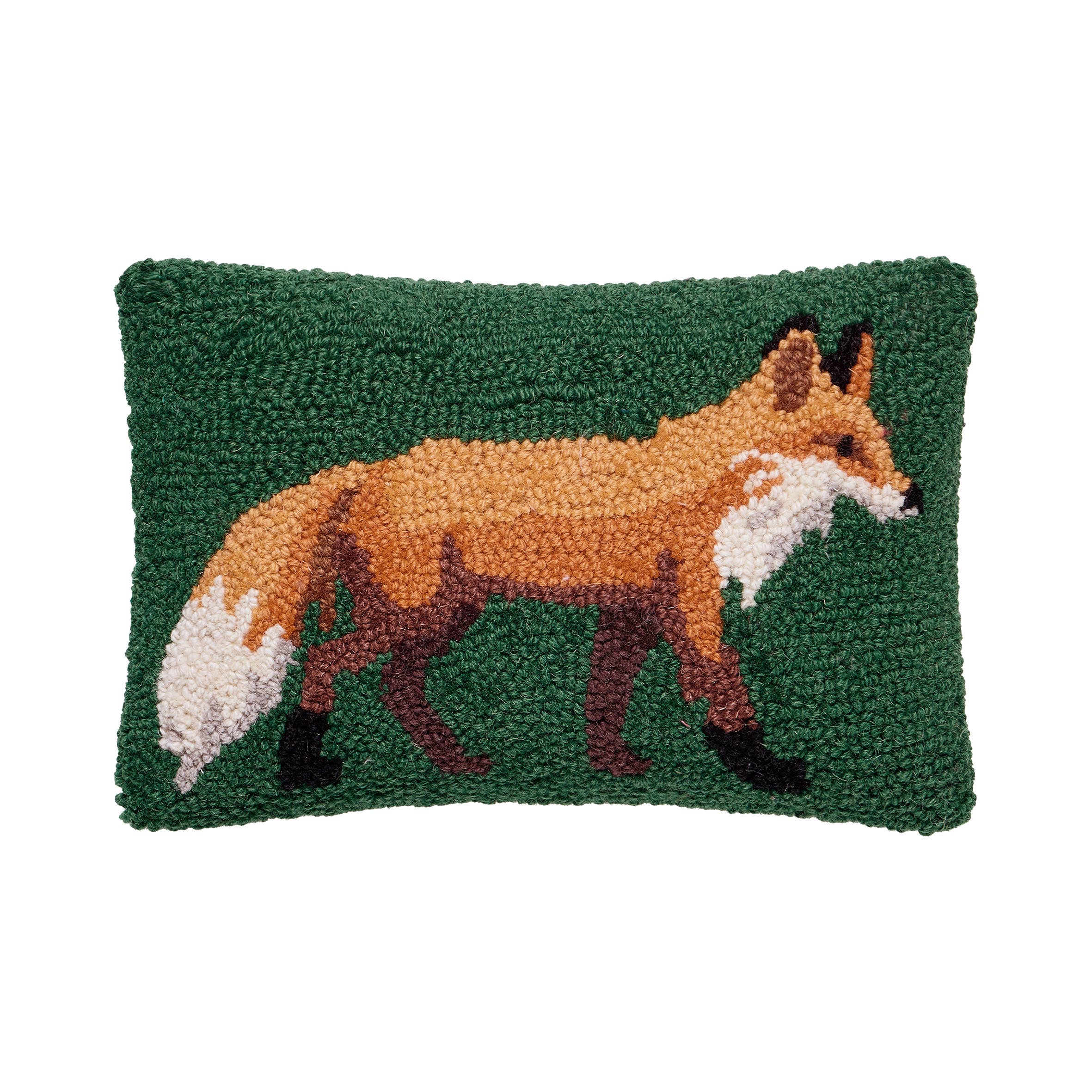 Fox Hand Hooked Pillow on a white background at Addison West