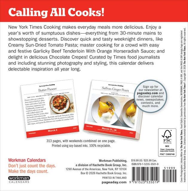 The New York Times Cooking Page-A-Day® Calendar 2027 on a white background at Addison West