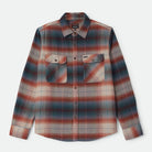 Brixton Men's Bowery Flannel in Multi Shadow on plain background.