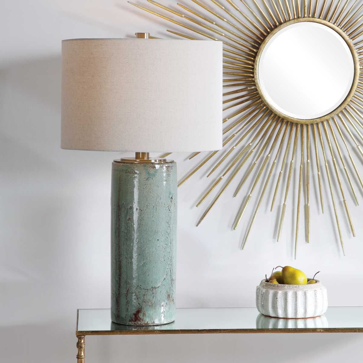 Calmere Table Lamp on a console table at Addison West