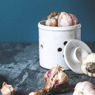 Farmhouse Pottery Silo Garlic Keeper on a white background at Addison West
