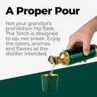 High Camp 9 oz. Torch Flask in British Racing Green graphic at Addison West