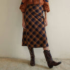 Plaid Midi Skirt on a white background at Addison West
