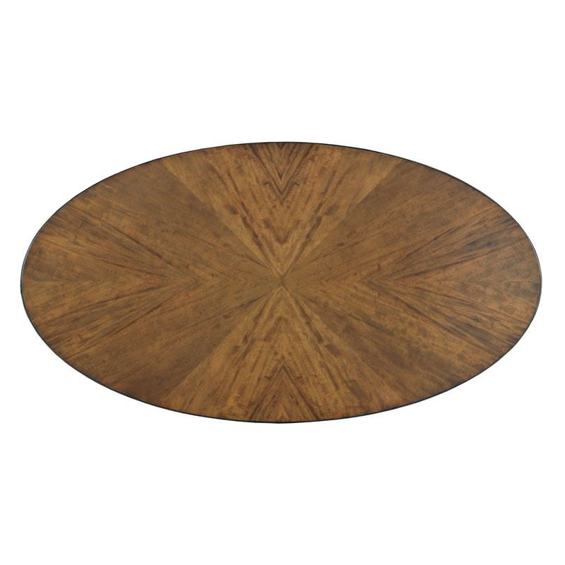 Stafford Oval Cocktail Table in Hazelnut Finish on a white background at Addison West