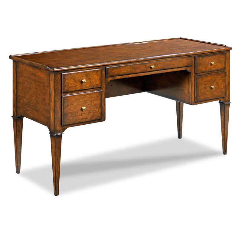 Marseille Writing Desk with Dual File Storage in Bordeaux Finish on a white background at Addison West
