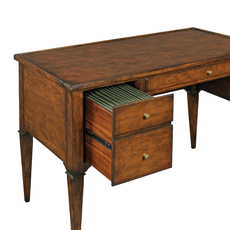 Marseille Writing Desk with Dual File Storage in Bordeaux Finish on a white background at Addison West