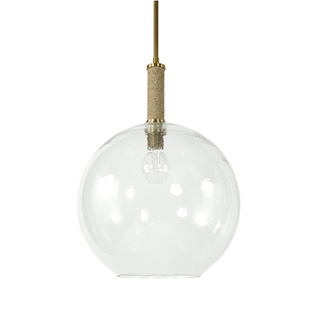 Bronson Glass Pendant, Large Globe in Brass on a white background at Addison West